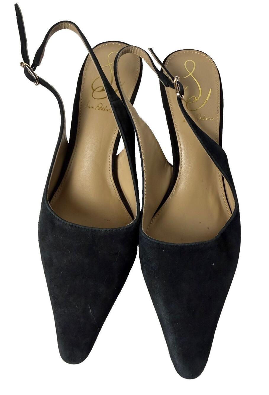 Sam Edelman Bianka Black Suede Slingback Kitten Heel Pumps 5.5M